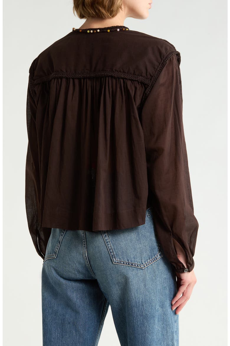 Long Sleeve Embroidered Top, Alternate, color, GANACHE