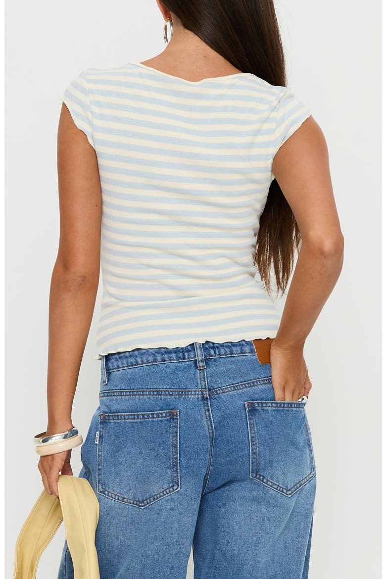 Jacenda Lace Up Top, Alternate, color, BLUE STRIPE