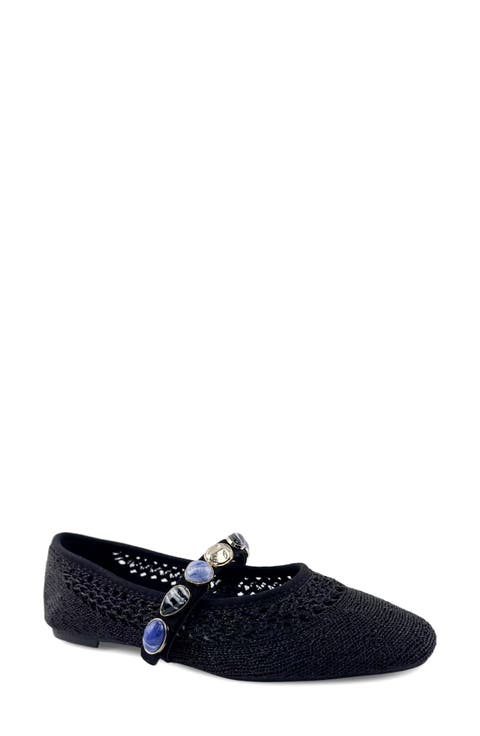 Zeta Stones Embellished Knit Ballet Flat (Women)