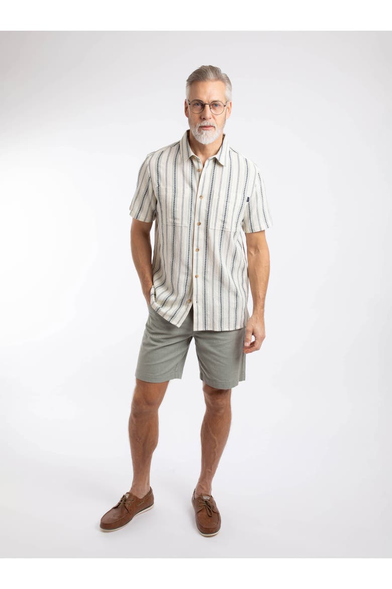 Madoc Woven Short Sleeve Striped Shirt, Alternate, color, Dusty White