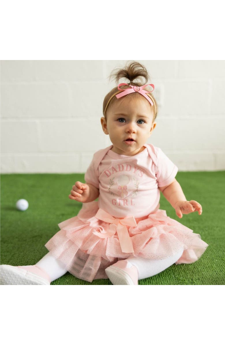 Sweet Wink Daddy's Golf Girl Short Sleeve Bodysuit, Alternate, color, Pink