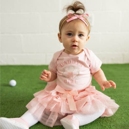 Sweet Wink Daddy's Golf Girl Short Sleeve Bodysuit In Pink