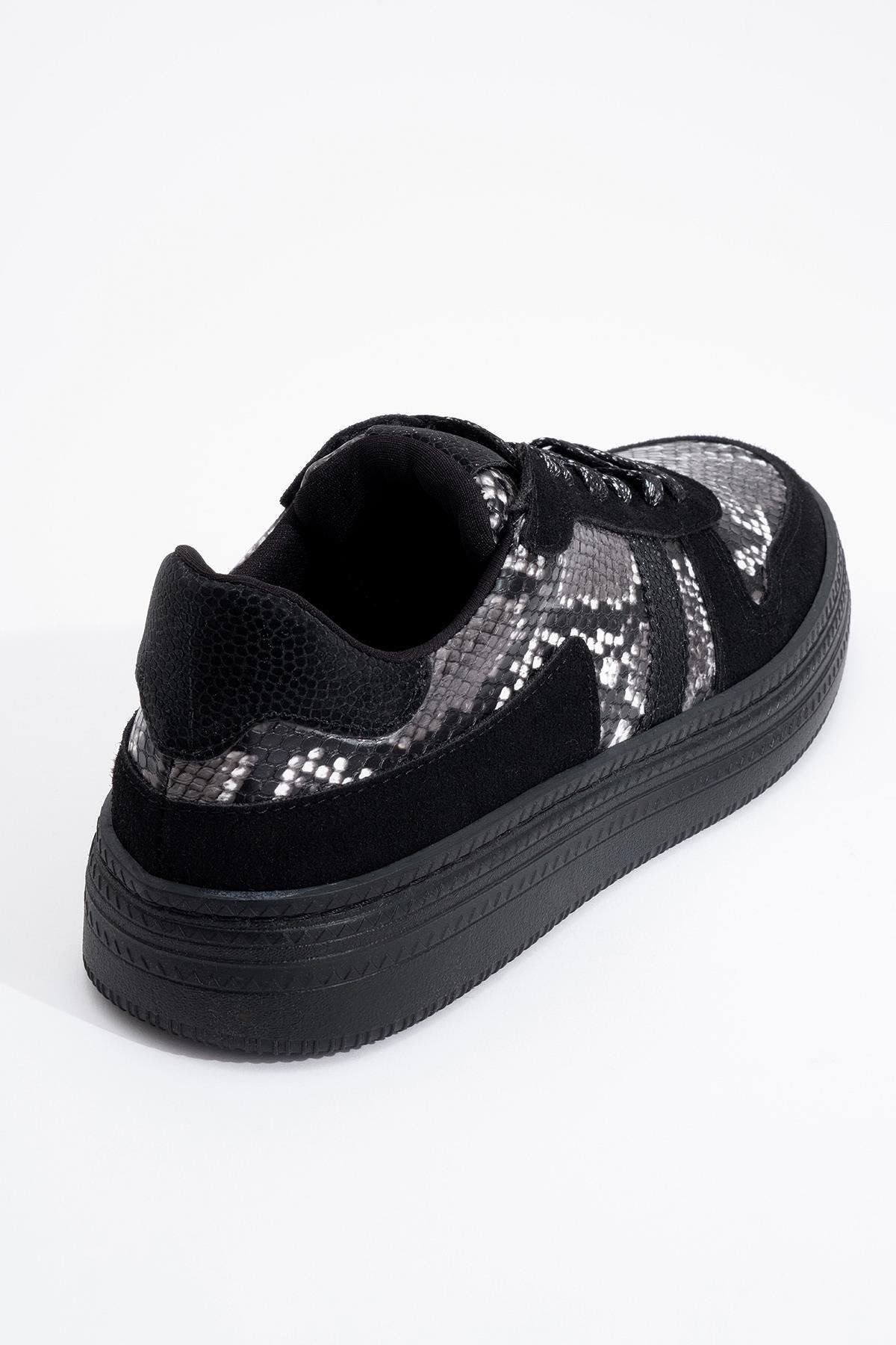 Prologue Shoes Rexie Glitter Sneakers, Alternate, color, Black Print Faux Leather