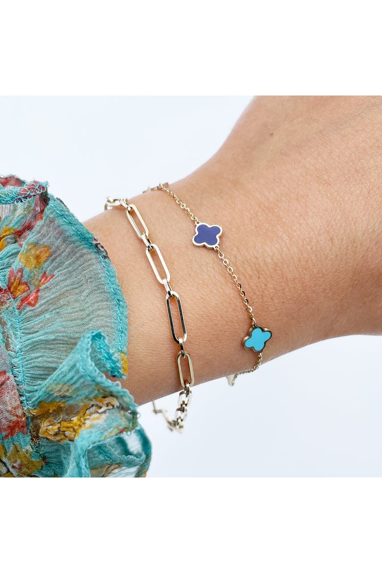 Round Link Paperclip Bracelet, Alternate, color, Yellow Gold