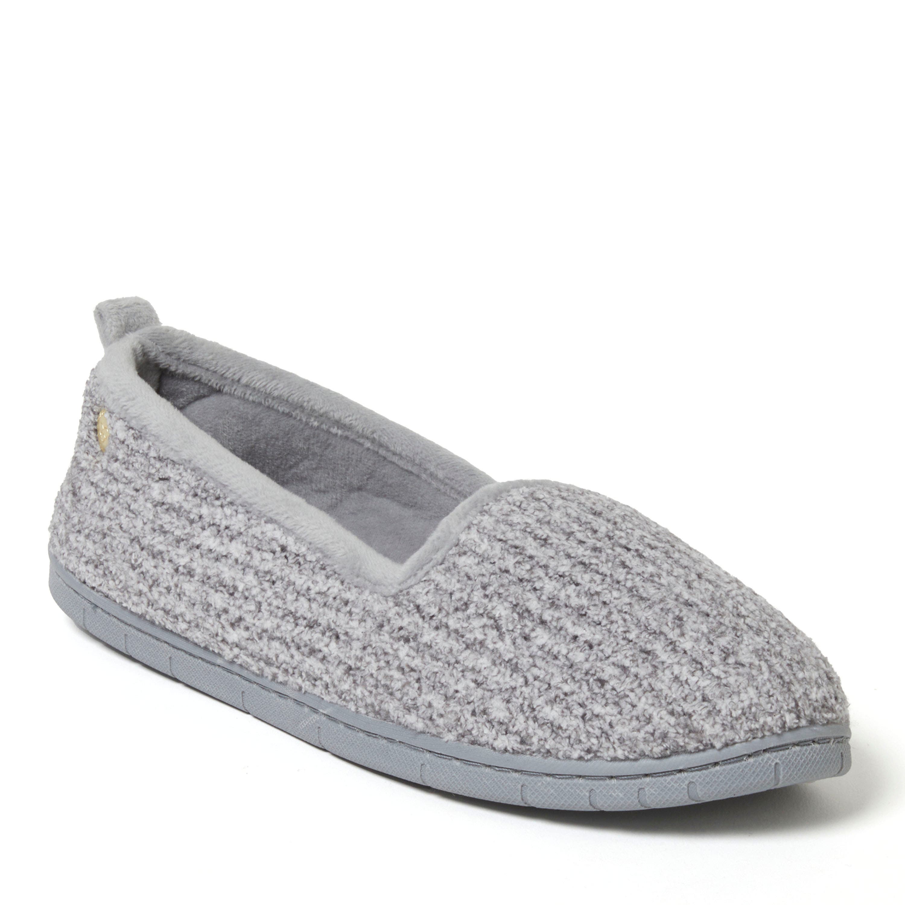 DEARFOAMS Rachel Marled Chenille Closed Back Slipper in Sleet 