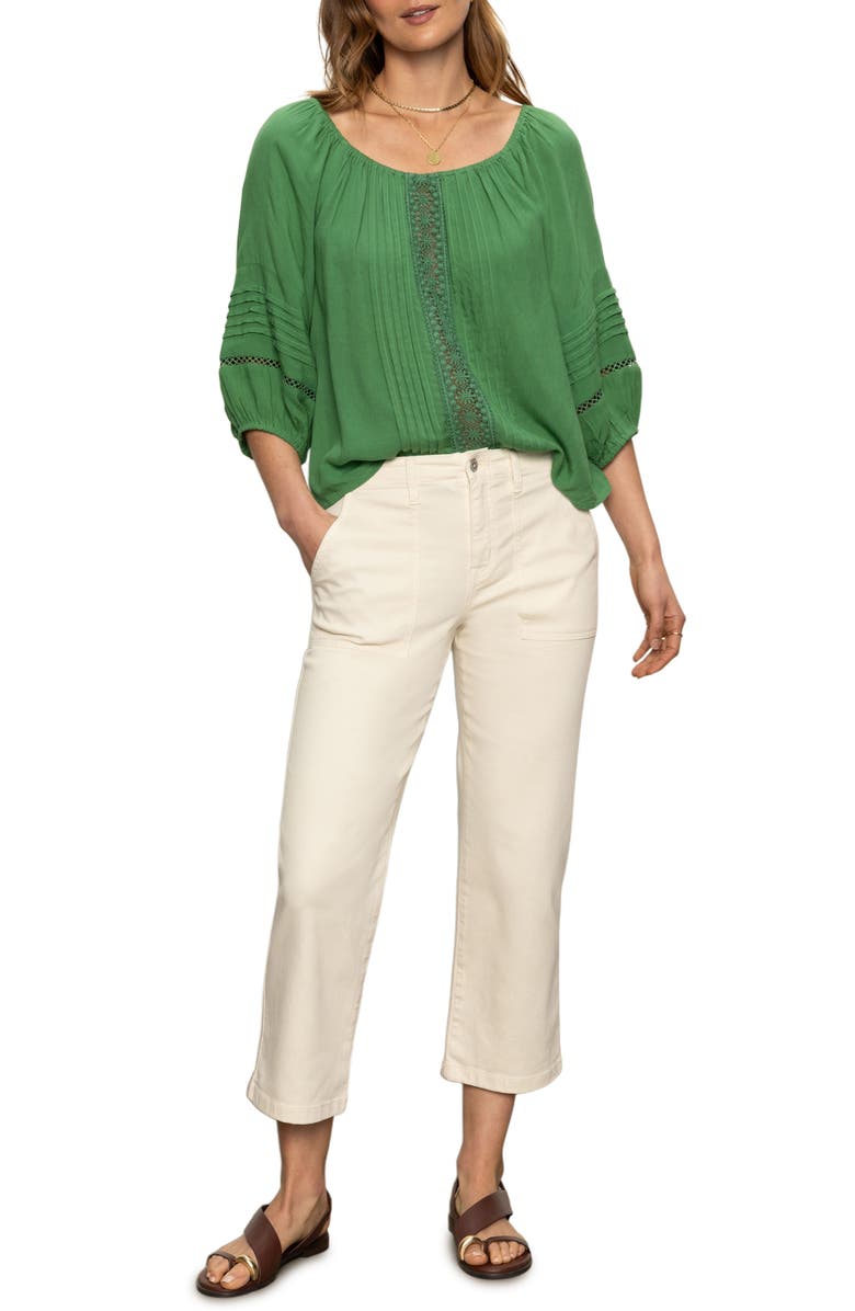 Sanctuary Beach To Bar Lace Inset Top, Alternate, color, Palm