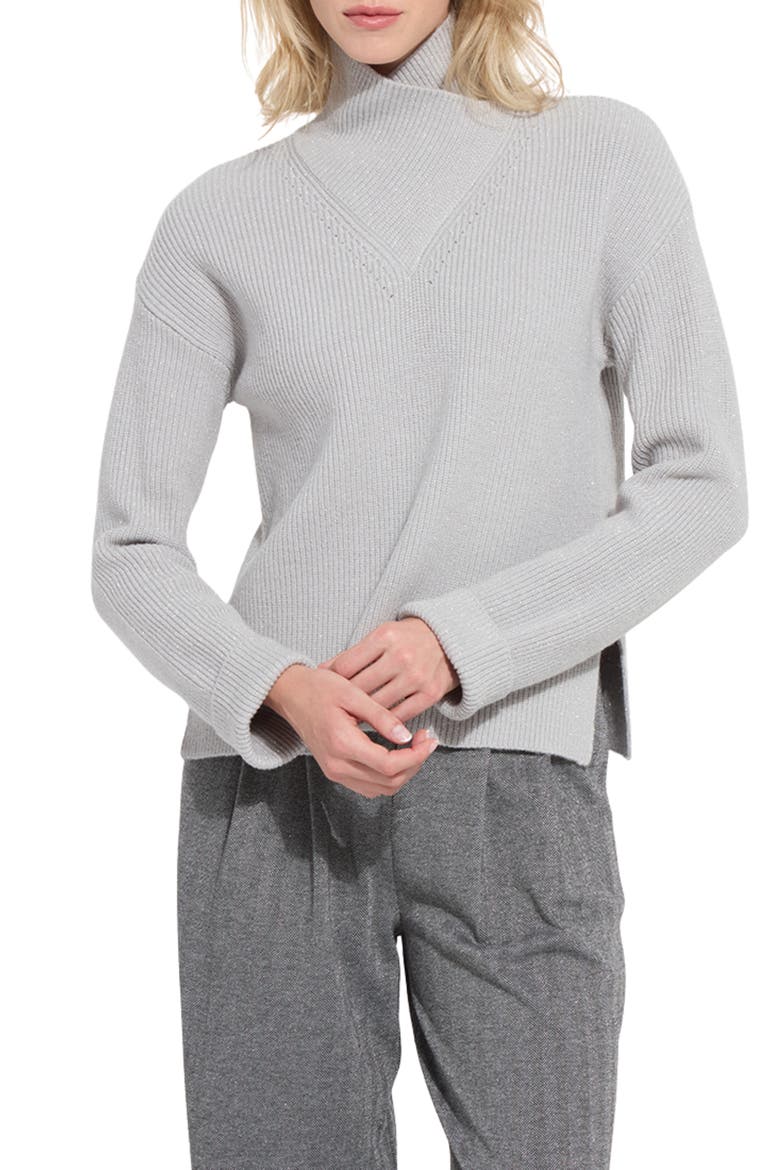 Zamira Rib Pullover Sweater, Main, color, PEARL GREY/ SILVER