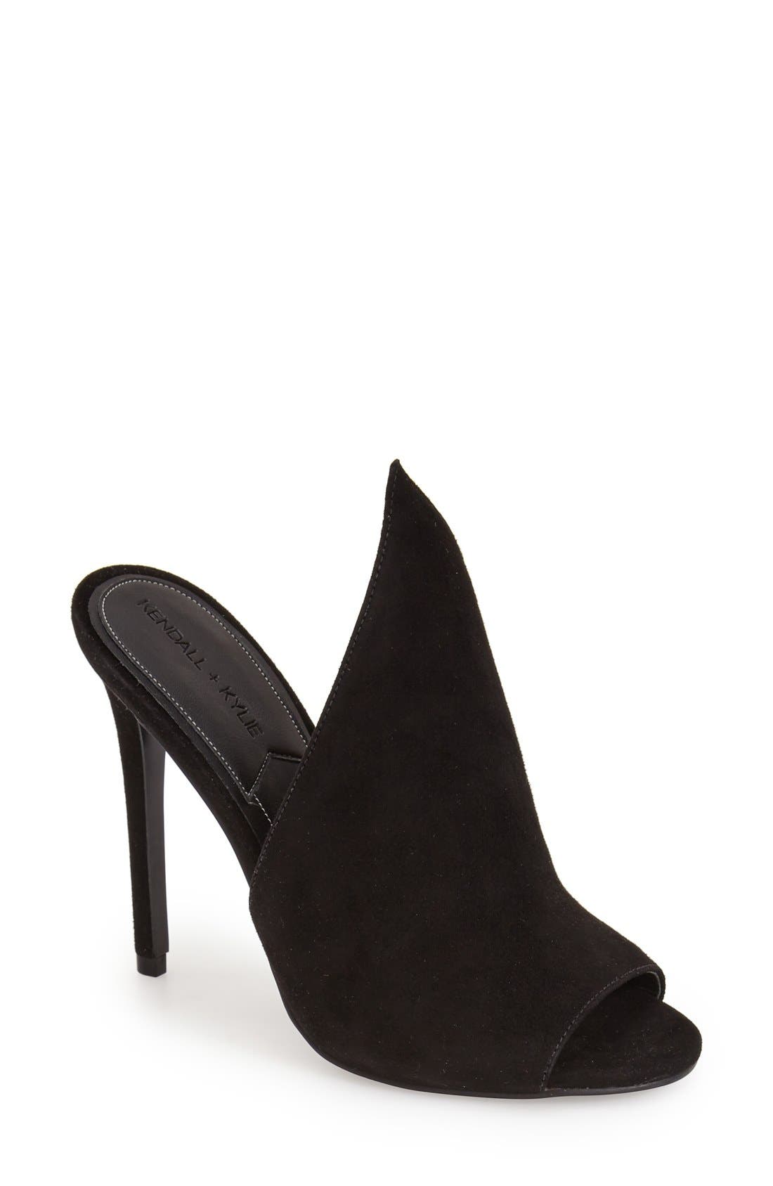 'Essie' Mule, Main, color, BLACK SUEDE