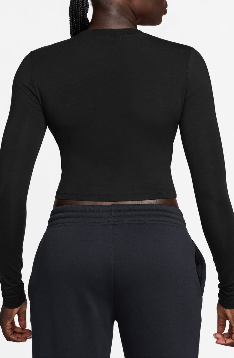 Nike Sportswear Chill Knit Slim Long Sleeve Crop T-Shirt, Alternate, color, Black/ Black