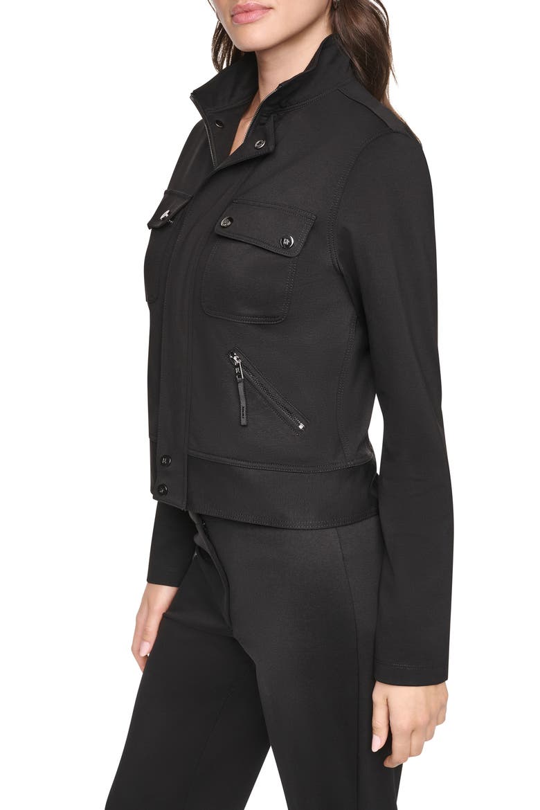 Soho Ponte Tech Jacket, Alternate, color, BLACK