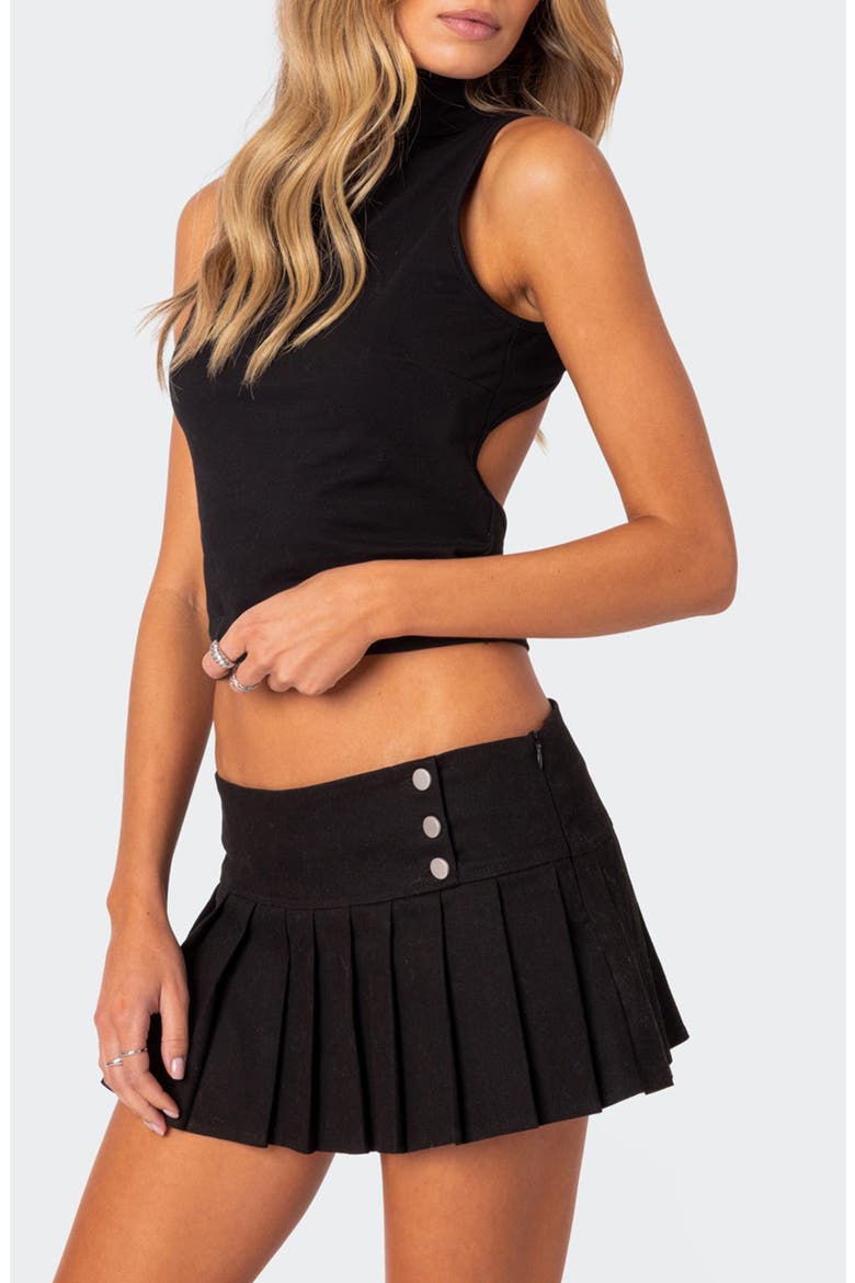 Mock Neck Open Back Crop Top, Alternate, color, BLACK