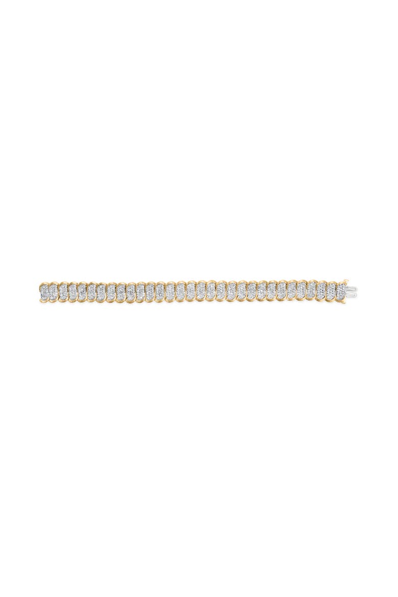 10k Yellow Gold 5.00 Cttw Diamond Oval Banded Link Bracelet   Inches, Alternate, color, Yellow