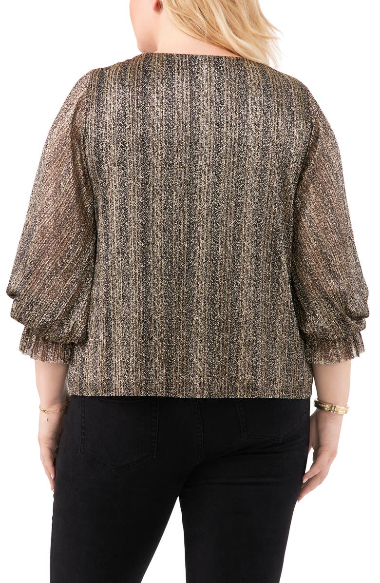 Vince Camuto Metallic Stripe Long Sleeve Top, Alternate, color, 