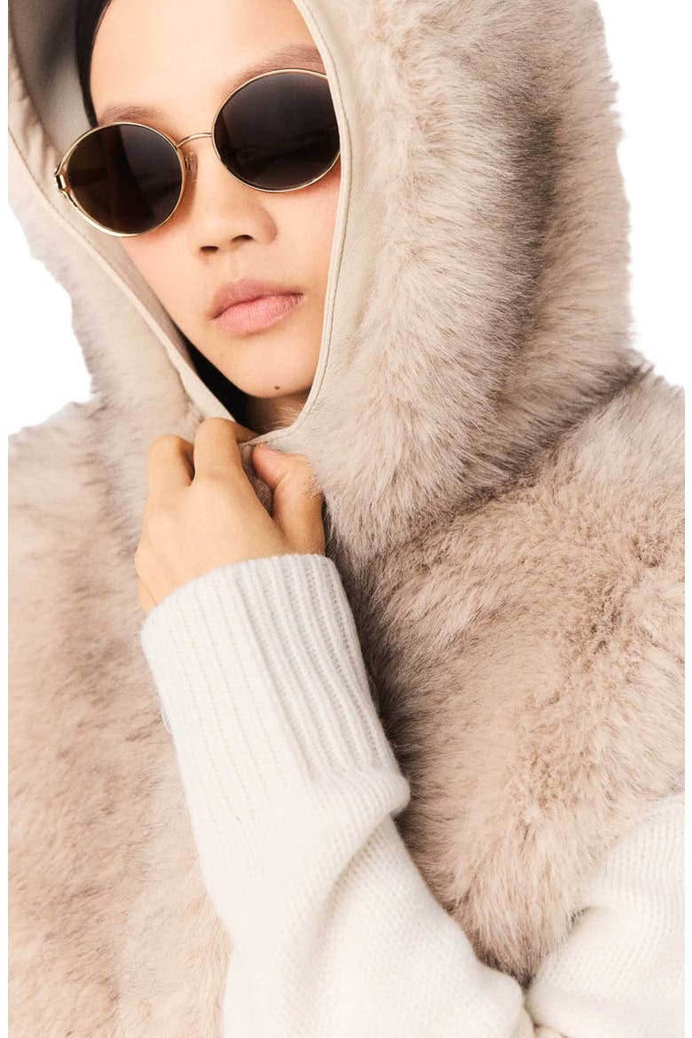 Short faux fur jacket, Alternate, color, Beige