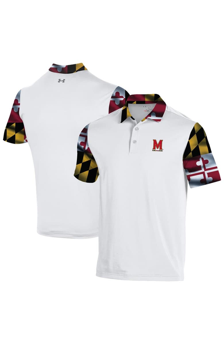 Under Armour Men's Under Armour  White Maryland Terrapins Gameday Armourfuse Polo, Main, color, White