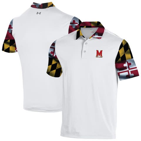 Men's Under Armour  White Maryland Terrapins Gameday Armourfuse Polo