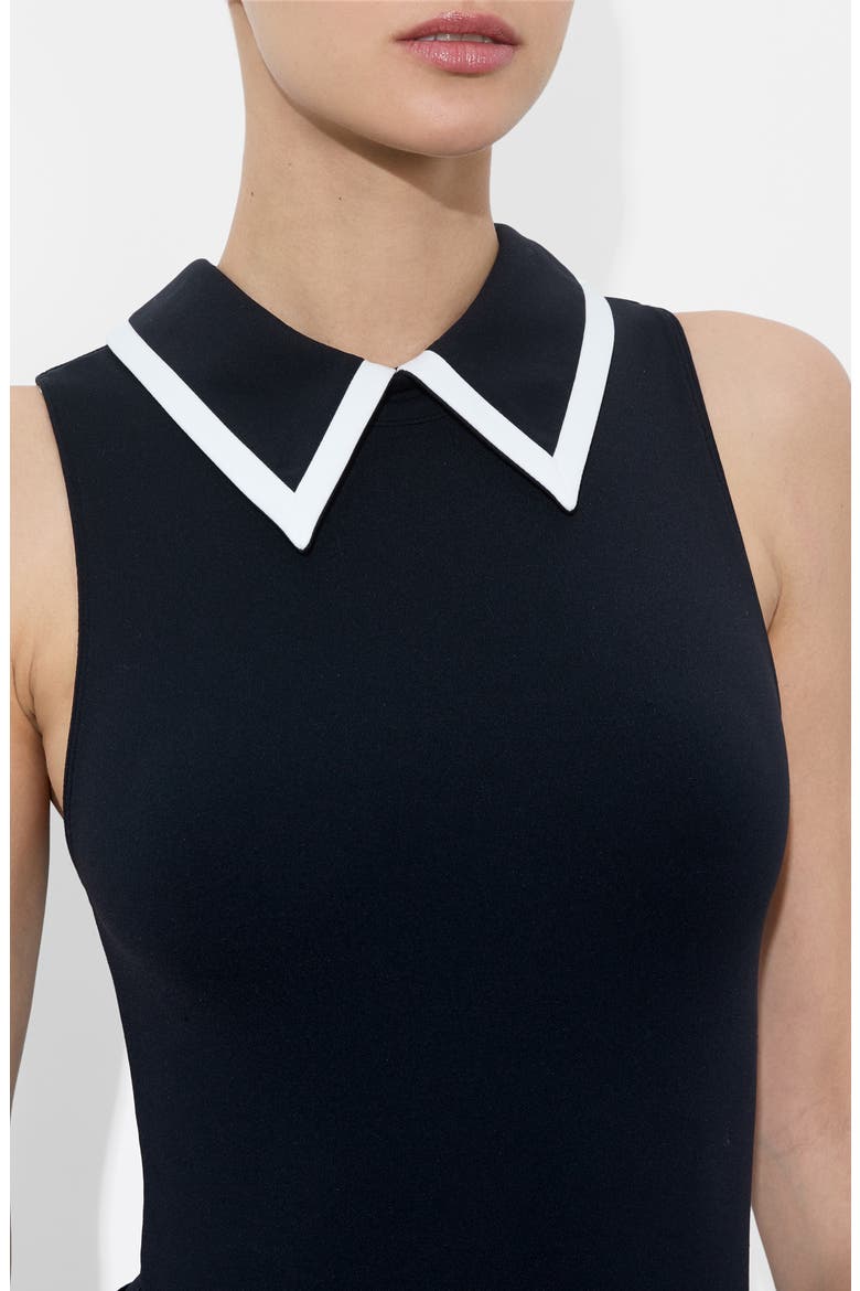 Rothy Collared Sleeveless Bodysuit, Alternate, color, BLACK/ OFF WHITE