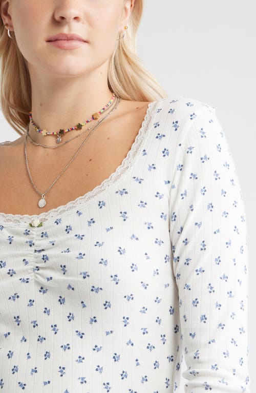 Bp. Pointelle Long Sleeve T-shirt In White