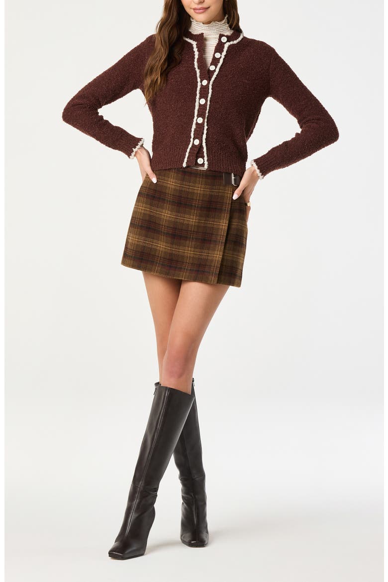 Contrast Stitch Cardigan, Alternate, color, BROWN