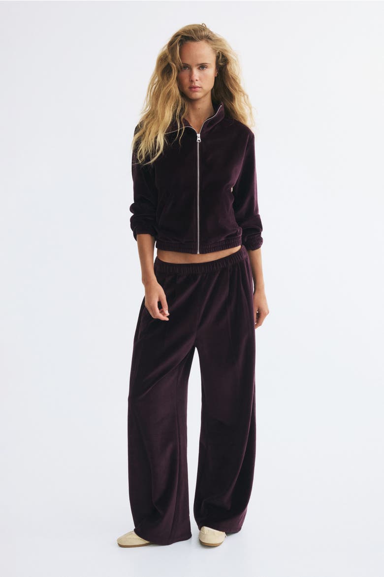 Velour Track Jacket, Alternate, color, Dark purple