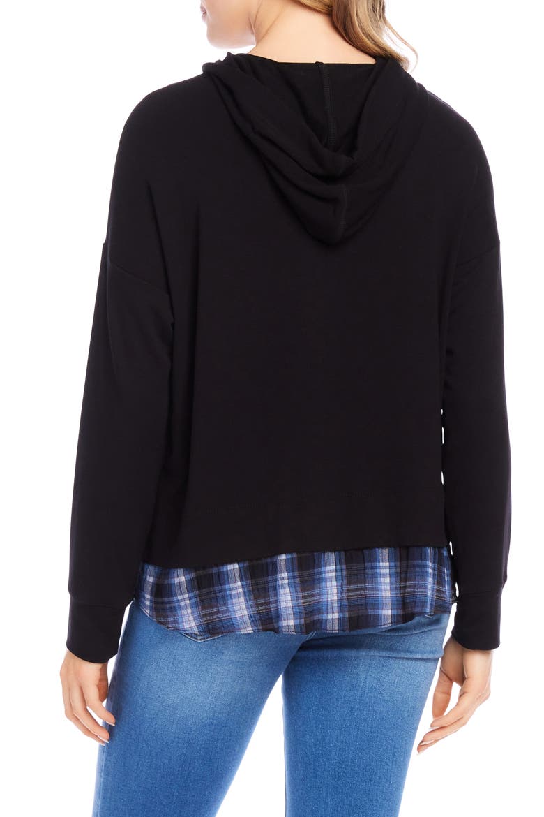 Contrast Hem Hoodie, Alternate, color, BLACK