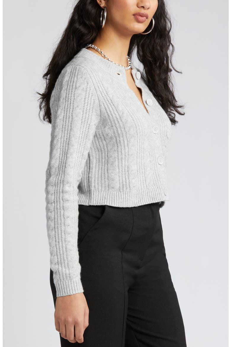 Cable Knit Crop Cardigan, Alternate, color, GREY HEATHER