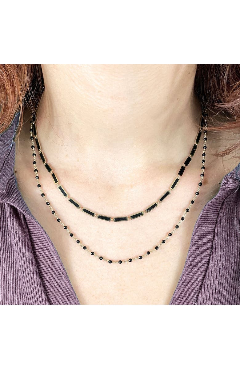 The Lovery Fine Jewelry Onyx Bar Necklace, Alternate, color, 