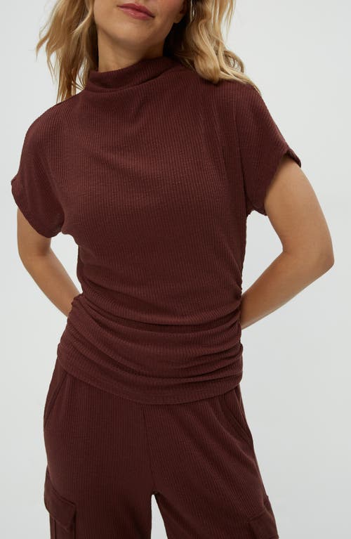 Michael Stars Lara Mock Neck Rib Sweater In Brown