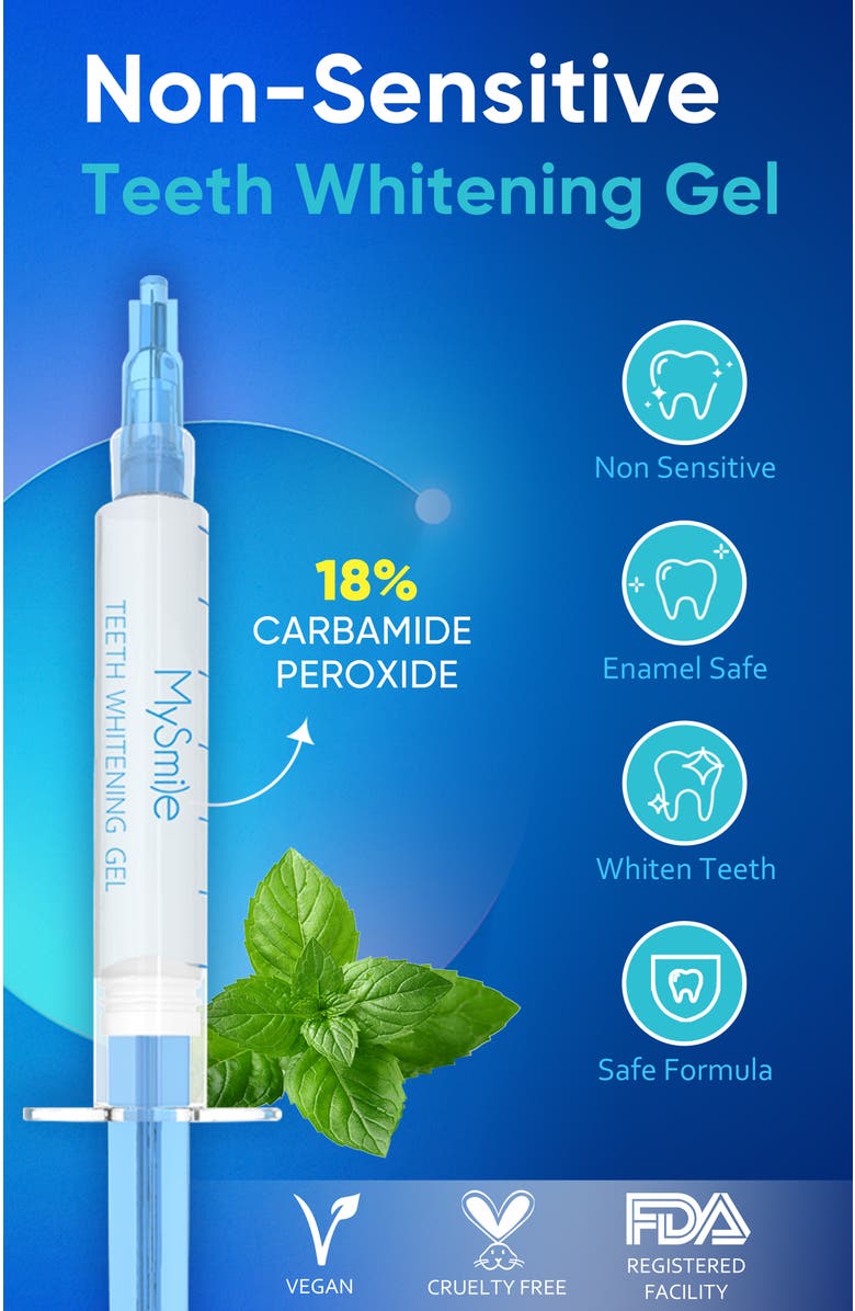 MySmile Teeth Whitening Kit with 28 LED Light, 22% CP Teeth Whitening Gel, Alternate, color, Deep Blue