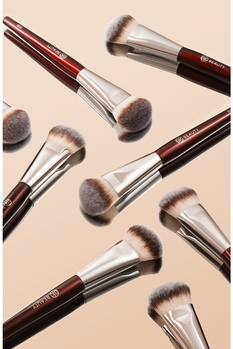 109 Mini Contoured Foundation Brush, Alternate, color, Burgundy