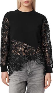 AllSaints Malorie Long Sleeve Lace Shirt