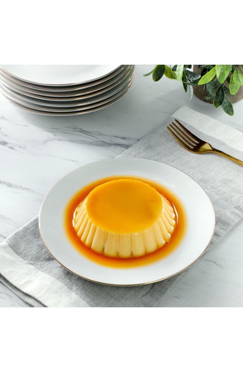 Gibson Home Ogalla 8 Piece 7.5 Inch Gold Banded Fine Ceramic Dessert Plate Set, Alternate, color, Gold