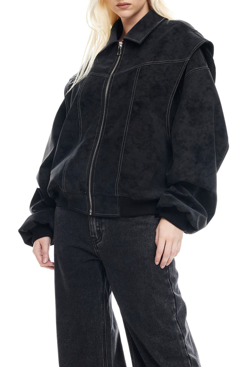 Vista Faux Suede Bomber Jacket, Alternate, color, ONYX