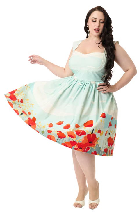 Plus Size 1950s Sweetheart Sleeveless Swing Dress