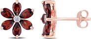Julianna B. Garnet & Diamond Floral Stud Earrings 10k