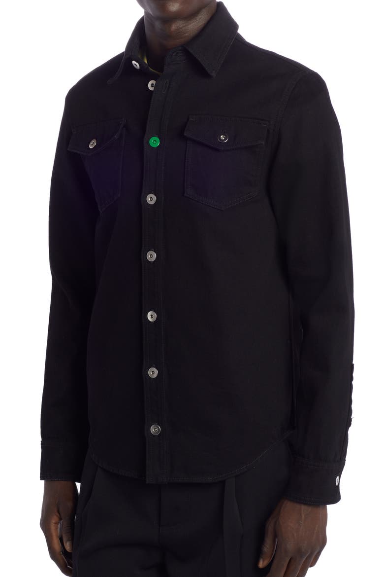 Parakeet Denim Button-Up Shirt, Alternate, color, BLACK