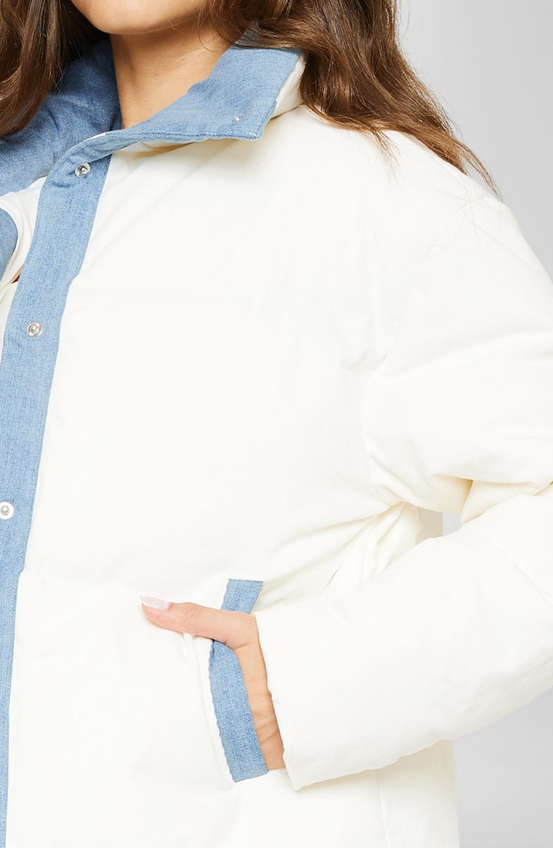 KanCan Yerba Relaxed Puffer Jacket, Alternate, color, White / Blue