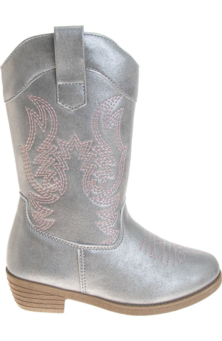 Kensie Girl Cowgirl Western Boots., Alternate, color, Silver