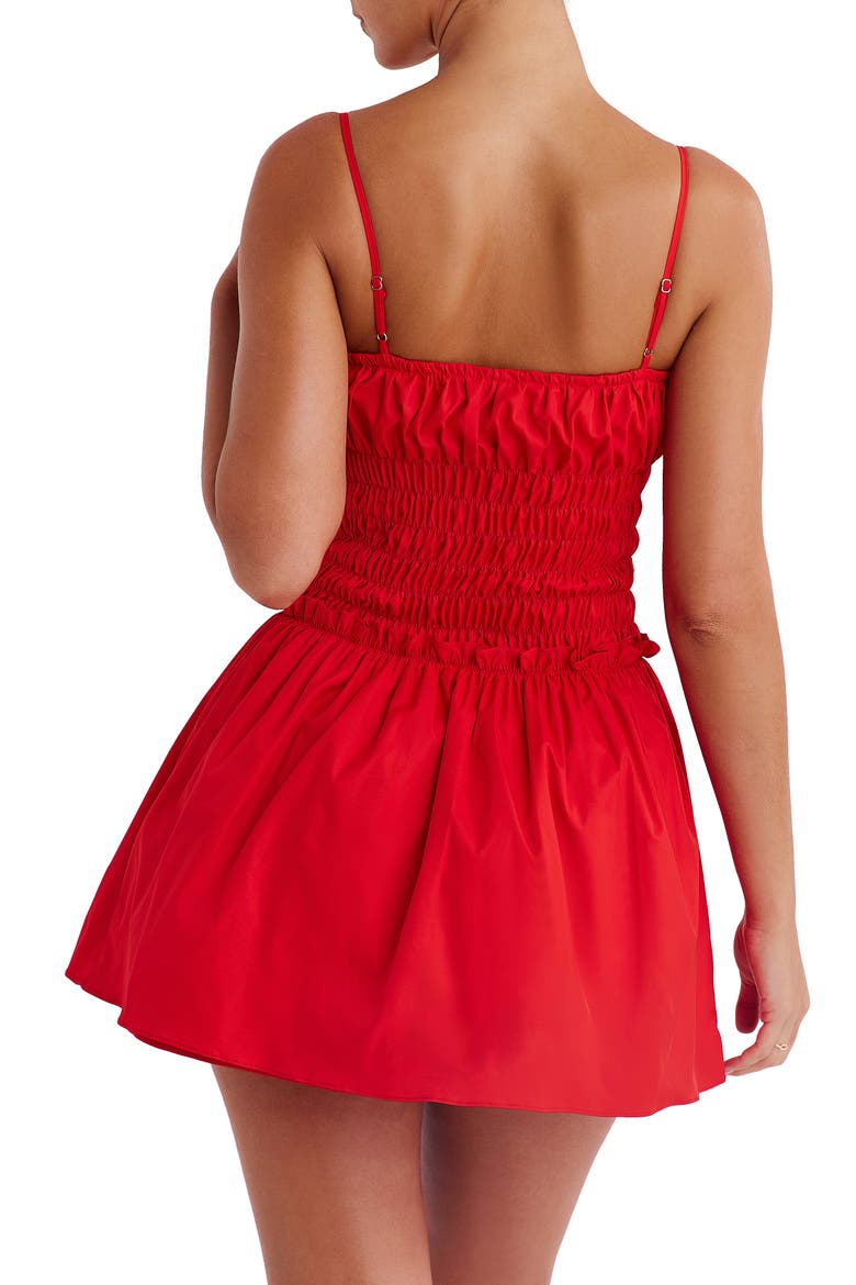 Smocked Sleeveless Minidress, Alternate, color, RED