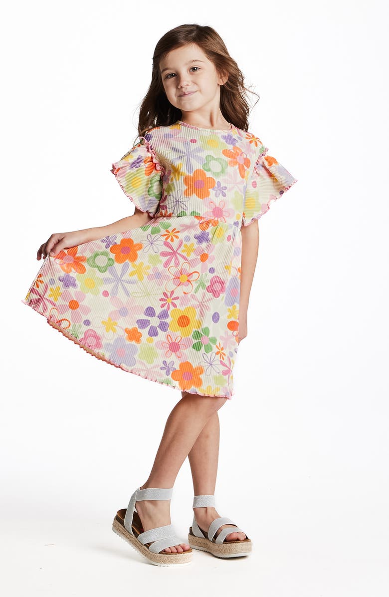 Andy & Evan Kids' Rib Print Dress, Alternate, color, White Floral