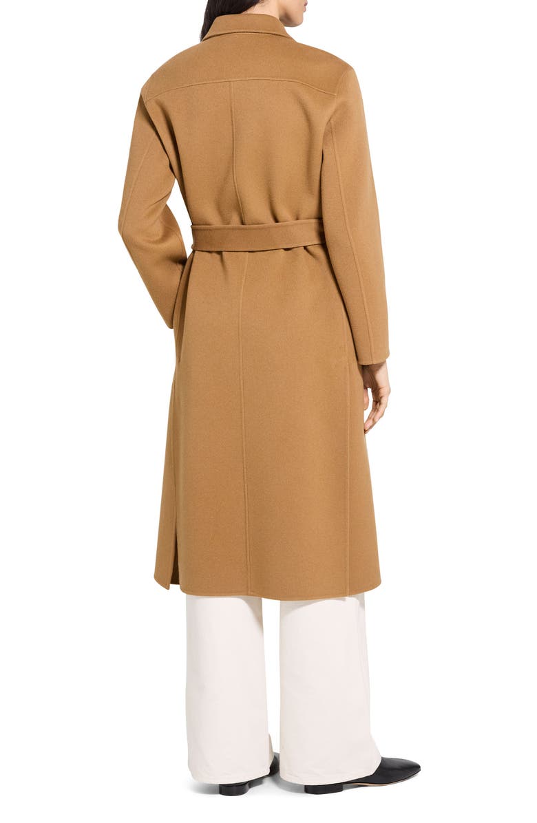 Theory Tie Waist Wool & Cashmere Coat, Alternate, color, Wood
