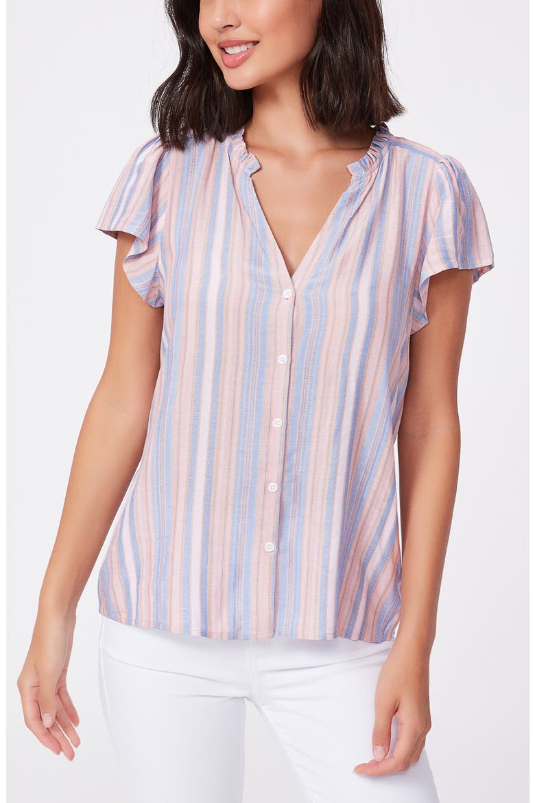 Remy Stripe Button Front Top, Alternate, color, TANZANITE MULTI
