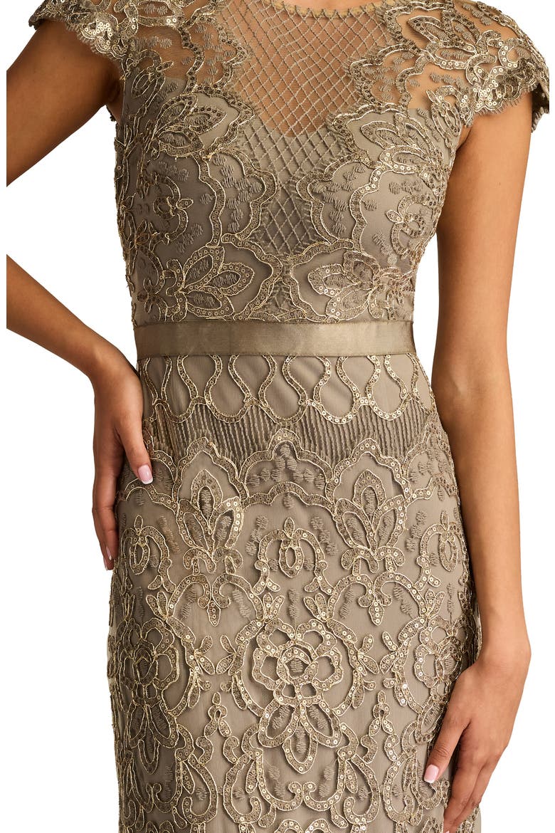 Sequin Illusion Lace Gown, Alternate, color, SMOKE PEARL