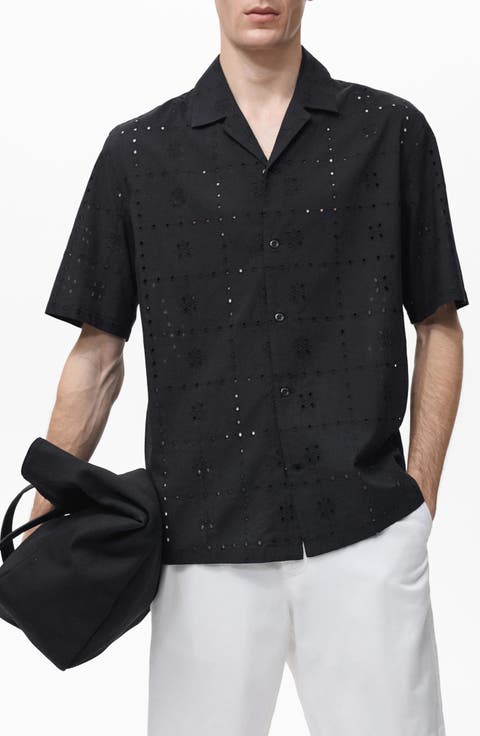Cotton Broderie Anglaise Button-Up Shirt