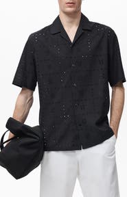 MANGO Cotton Broderie Anglaise Button-Up Shirt