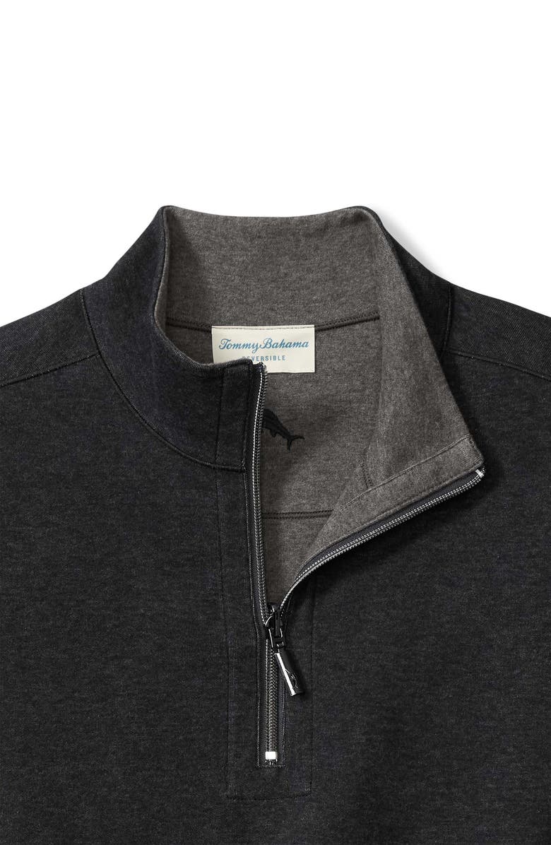 Tommy Bahama Flipview Reversible Half Zip Pullover, Alternate, color, Black Heather
