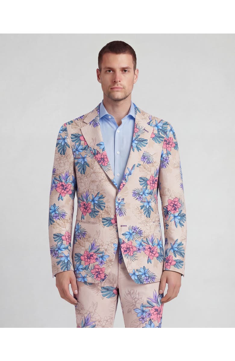 Lords of Harlech Exotic Floral Mens Tailored Blazer, Main, color, Exotic Floral Neutral