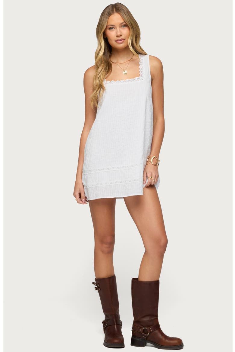 Doroh Lace Trim Minidress, Alternate, color, WHITE