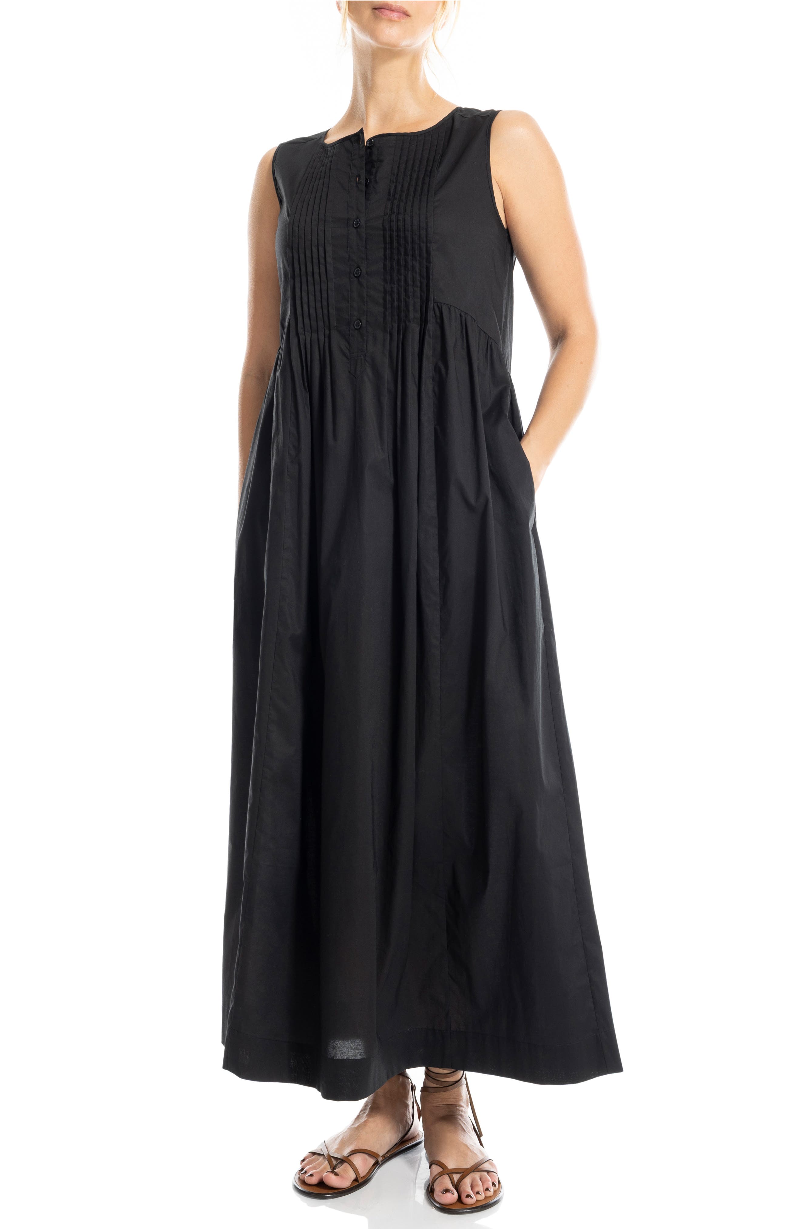 MAX STUDIO Sleeveless Button Front Maxi Dress