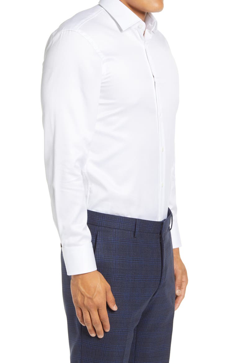 Marley Slim Fit Easy Iron Solid Dress Shirt, Alternate, color, WHITE